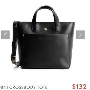 Portland Leather Company mini crossbody tote in flat black